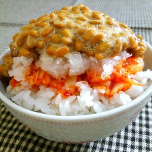納豆の食べ方-キムチ＆大根おろし♪